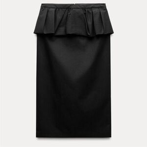 Zara Skirt Ruffle Black Small Midi Career Party Coquette Modern Party NWT